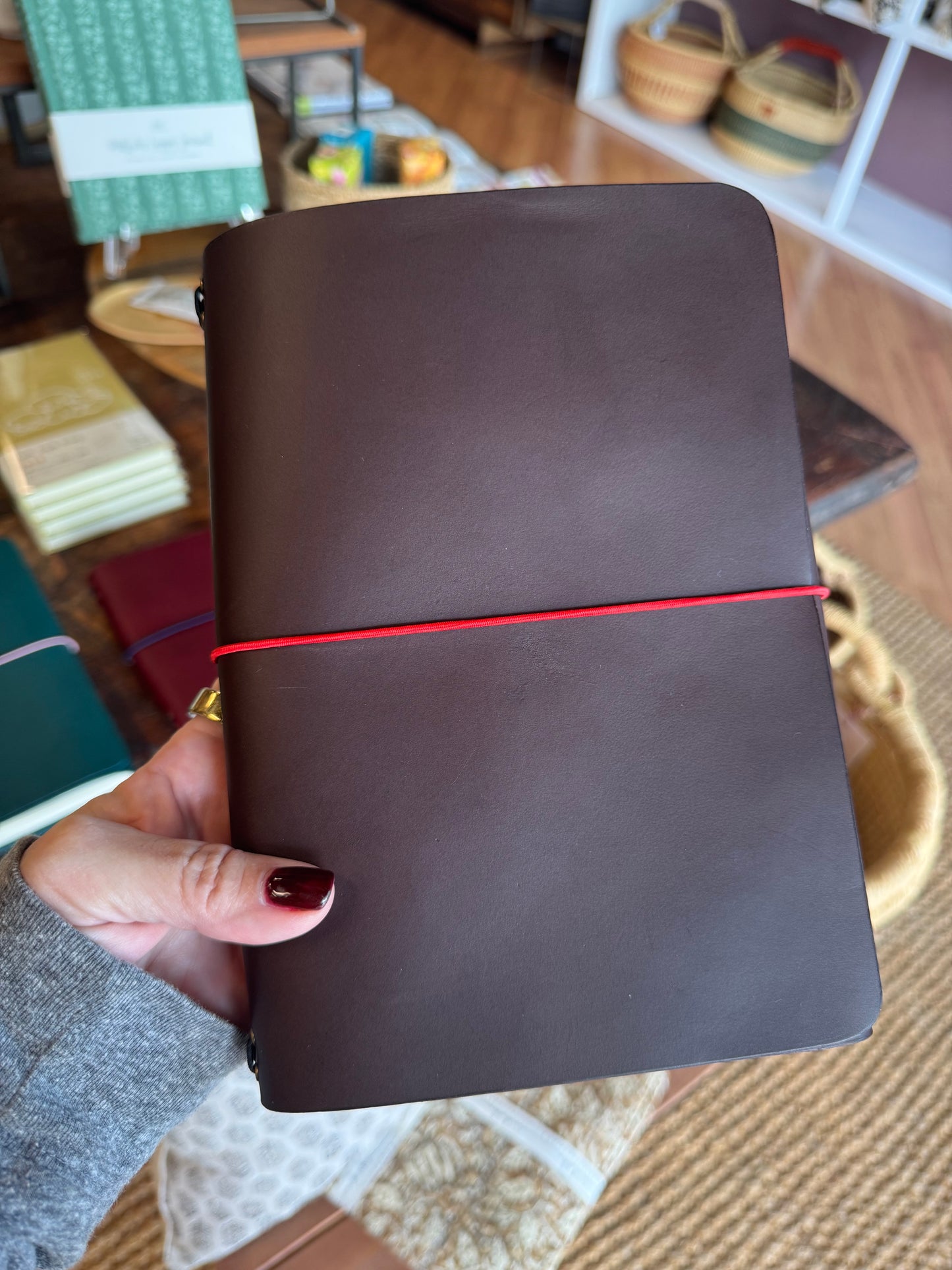 Dark Chocolate Leather Trifold Folio A5