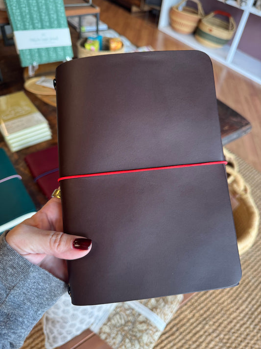 Dark Chocolate Leather Trifold Folio A5